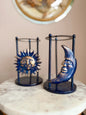 Vintage Blue Whimsigoth Candle Holders Sun + Moon