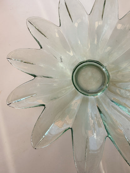 Vintage Green Glass Flower Money Bowl