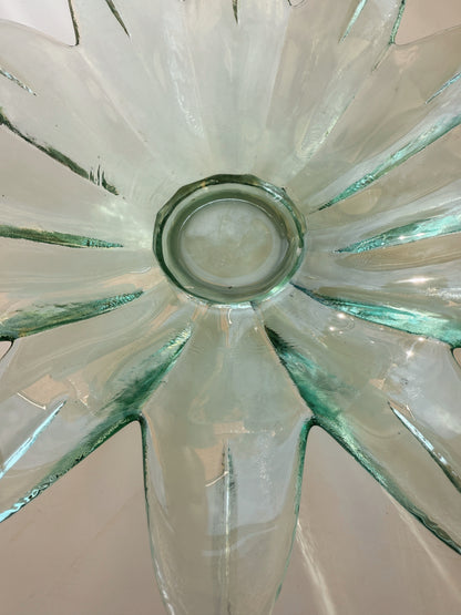 Vintage Green Glass Flower Money Bowl