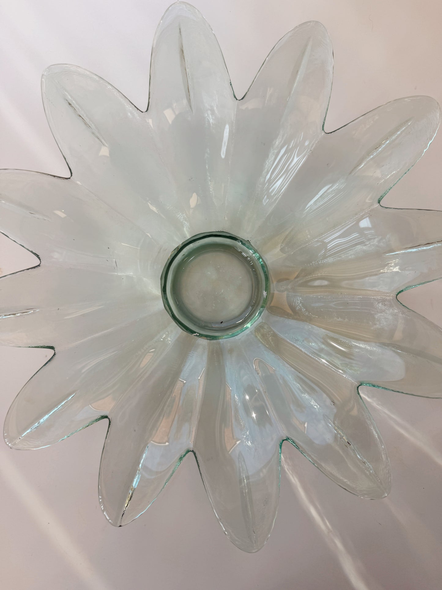 Vintage Green Glass Flower Money Bowl