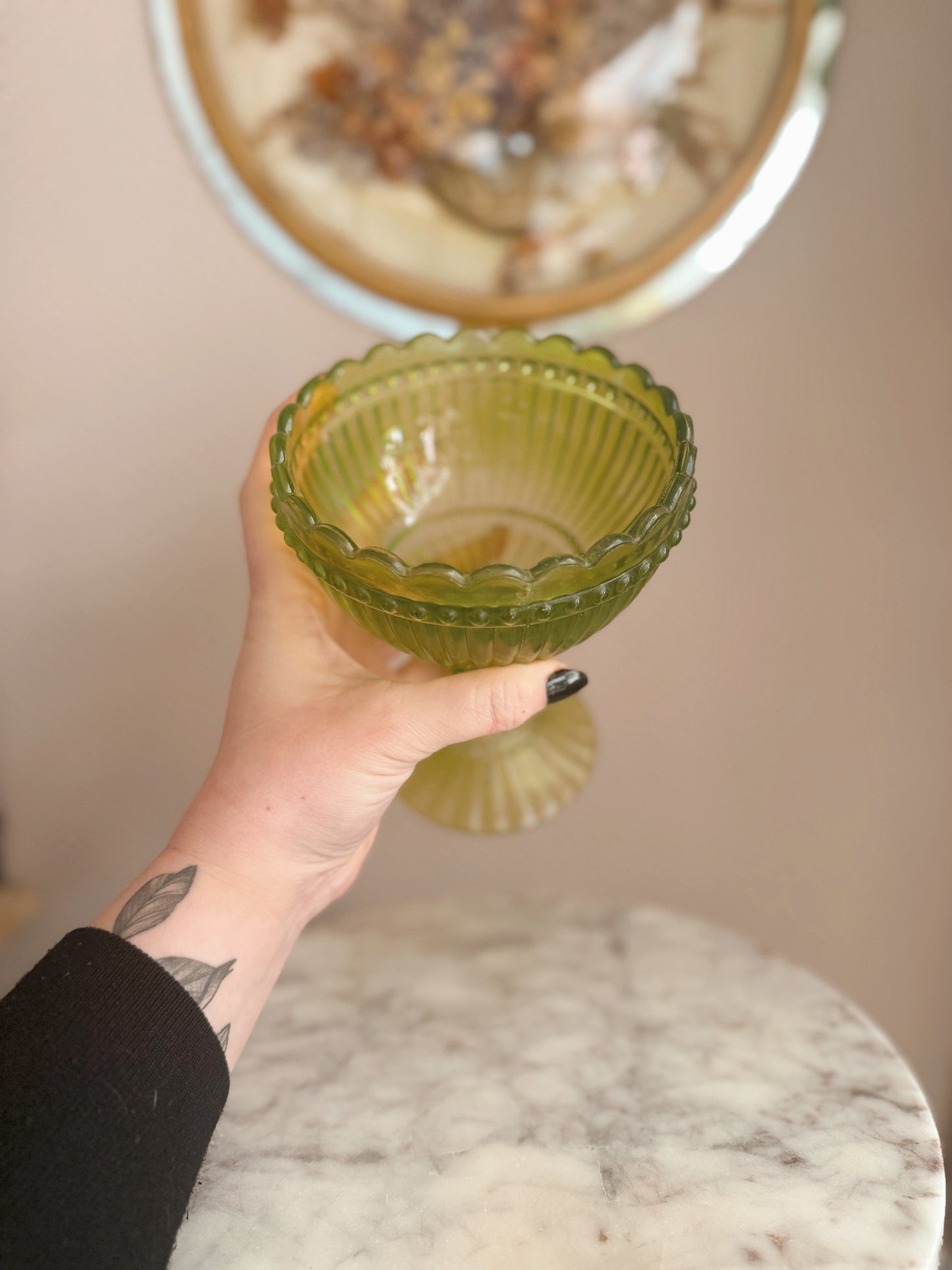 Vintage Mariskooli Green Glass Money Bowl