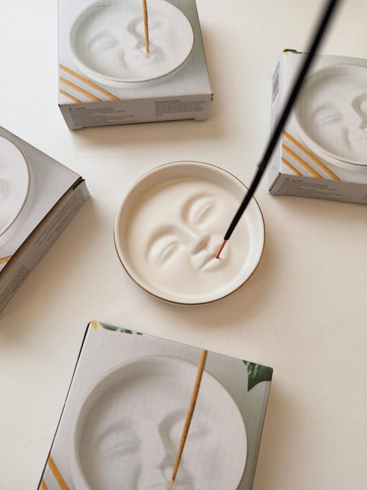 Moon Face Ceramic Incense Catcher