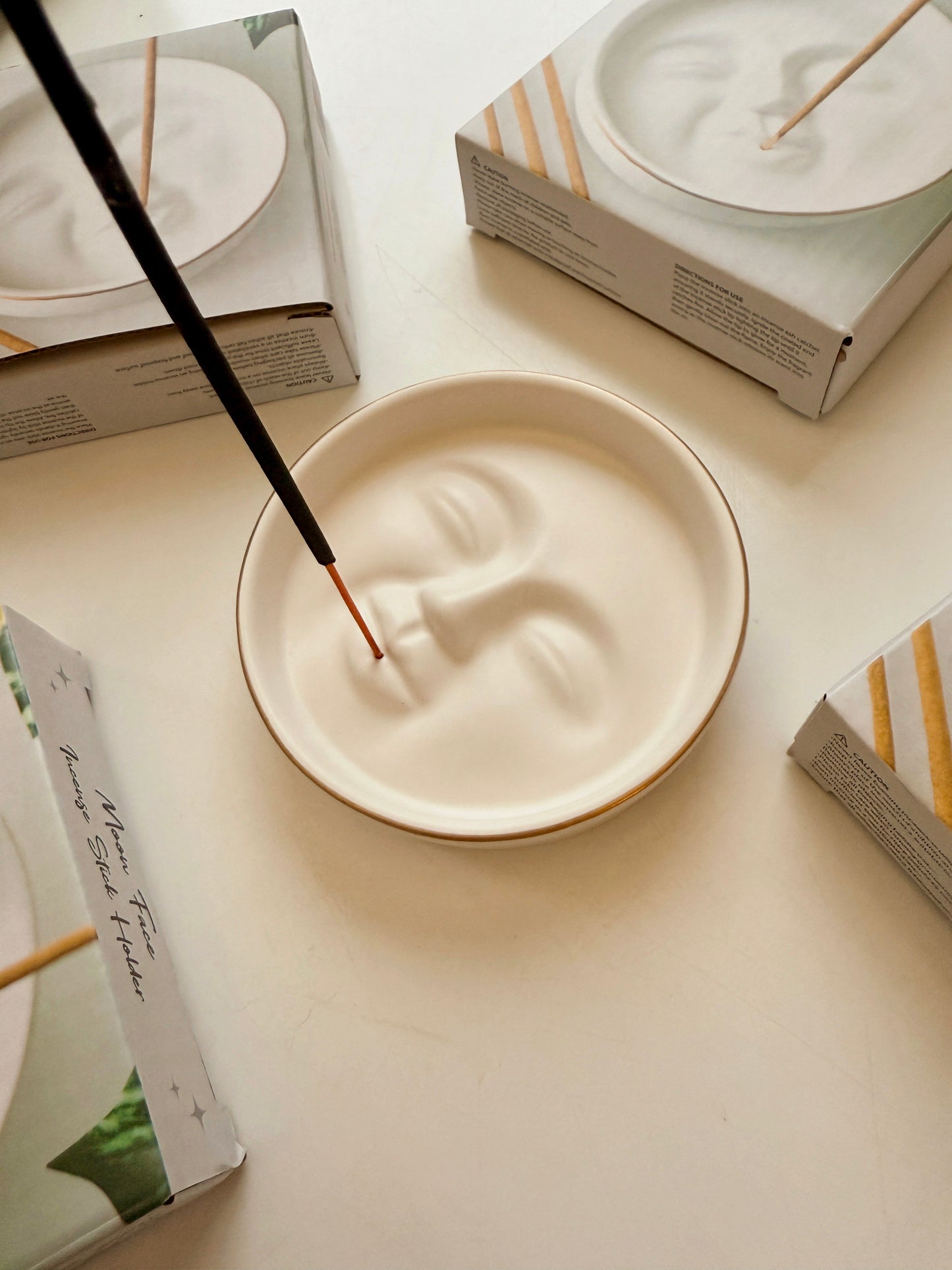 Moon Face Ceramic Incense Catcher