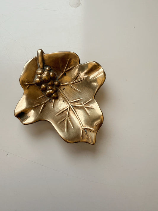 Vintage Brass Leaf Trinket Dish