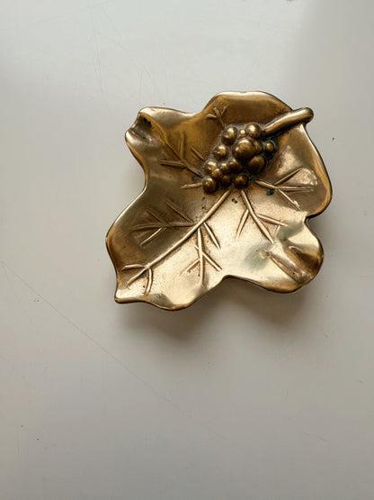 Vintage Brass Leaf Trinket Dish