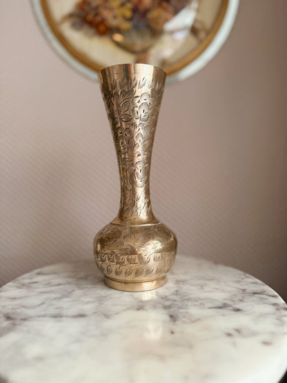 Vintage Brass Floral Vase