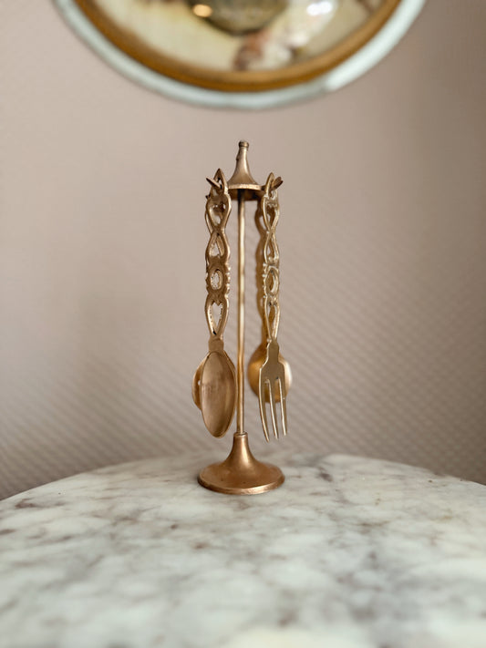 Vintage Brass Mini Utensil Stand