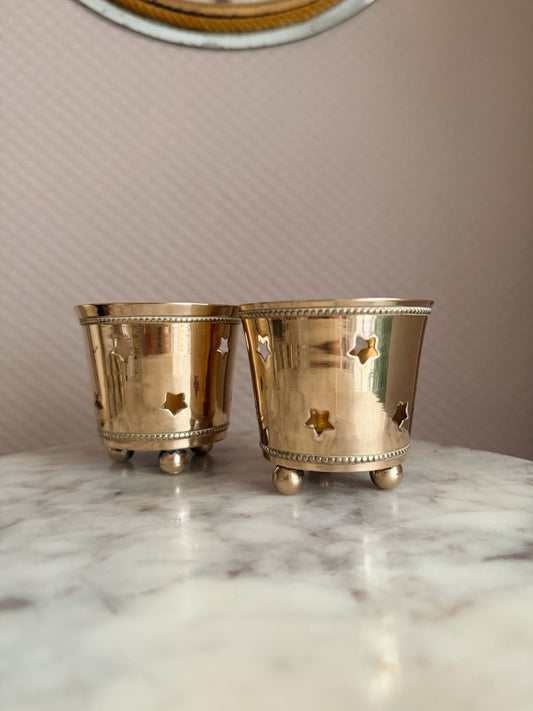 Vintage Brass Star Candle Holders