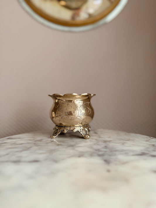 Vintage Brass Mini Cauldron Pot