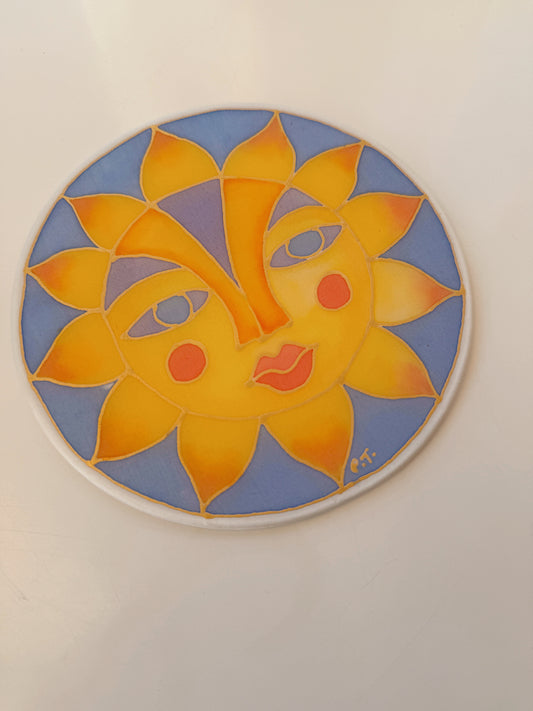 Vintage Silk Sun Painting