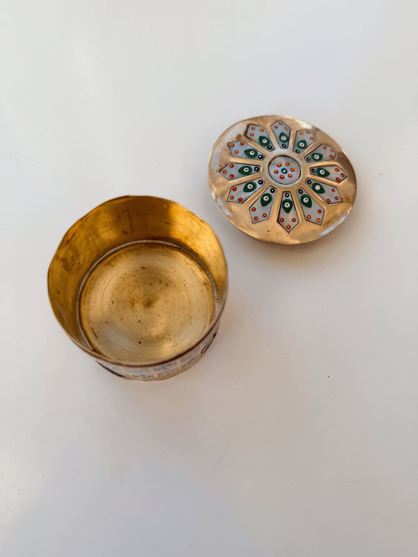 Vintage Brass Evil Eye Trinket Box