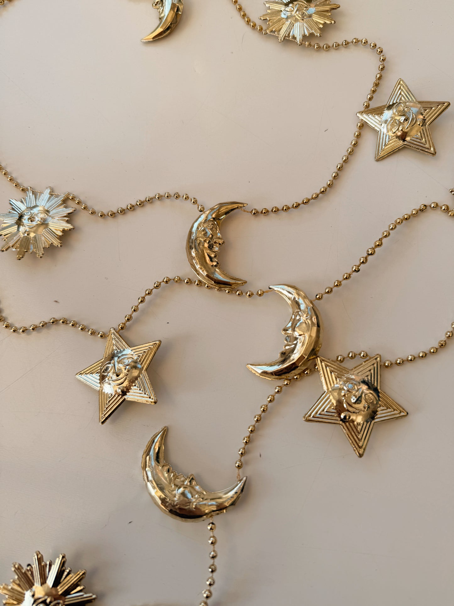 Vintage Sun Moon + Star Gold Garland