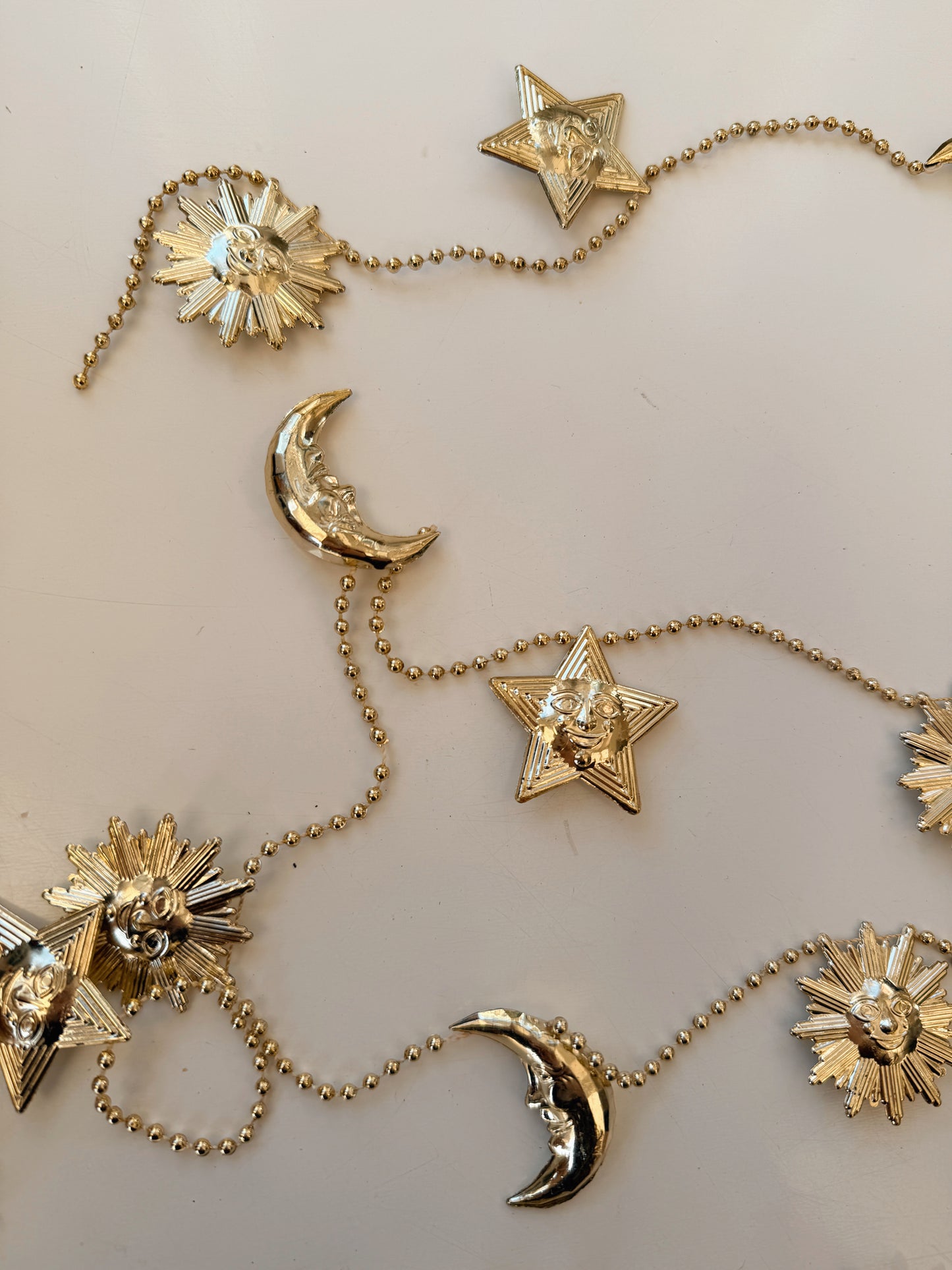 Vintage Sun Moon + Star Gold Garland