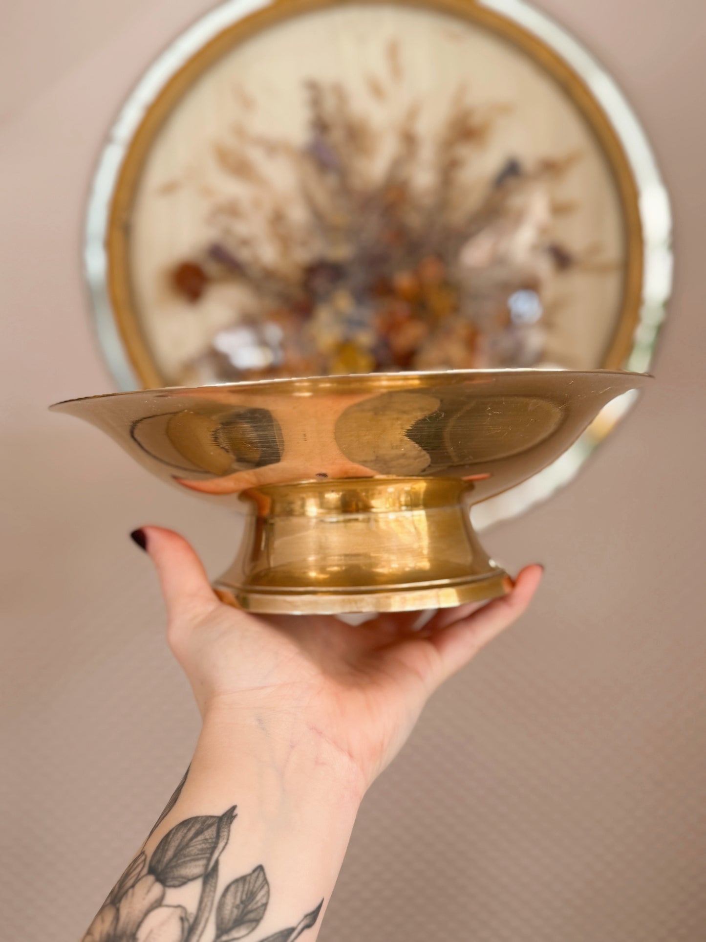 Vintage Brass + Enamel Large Trinket Dish