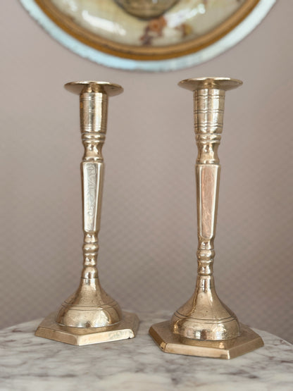 Vintage Brass Pair of Candlestick Holders