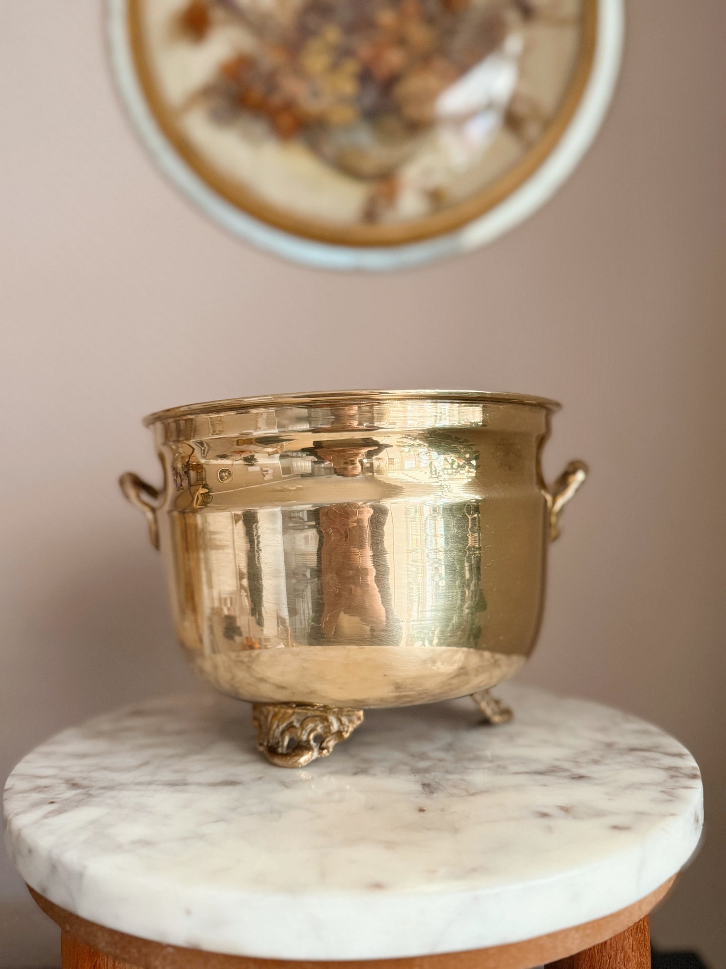 Vintage Large Brass Cauldron