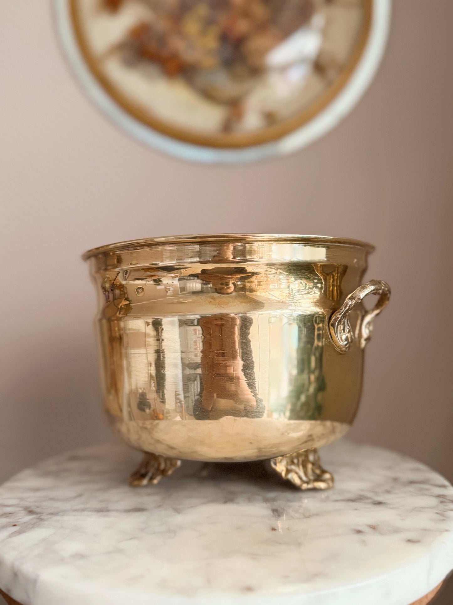 Vintage Large Brass Cauldron