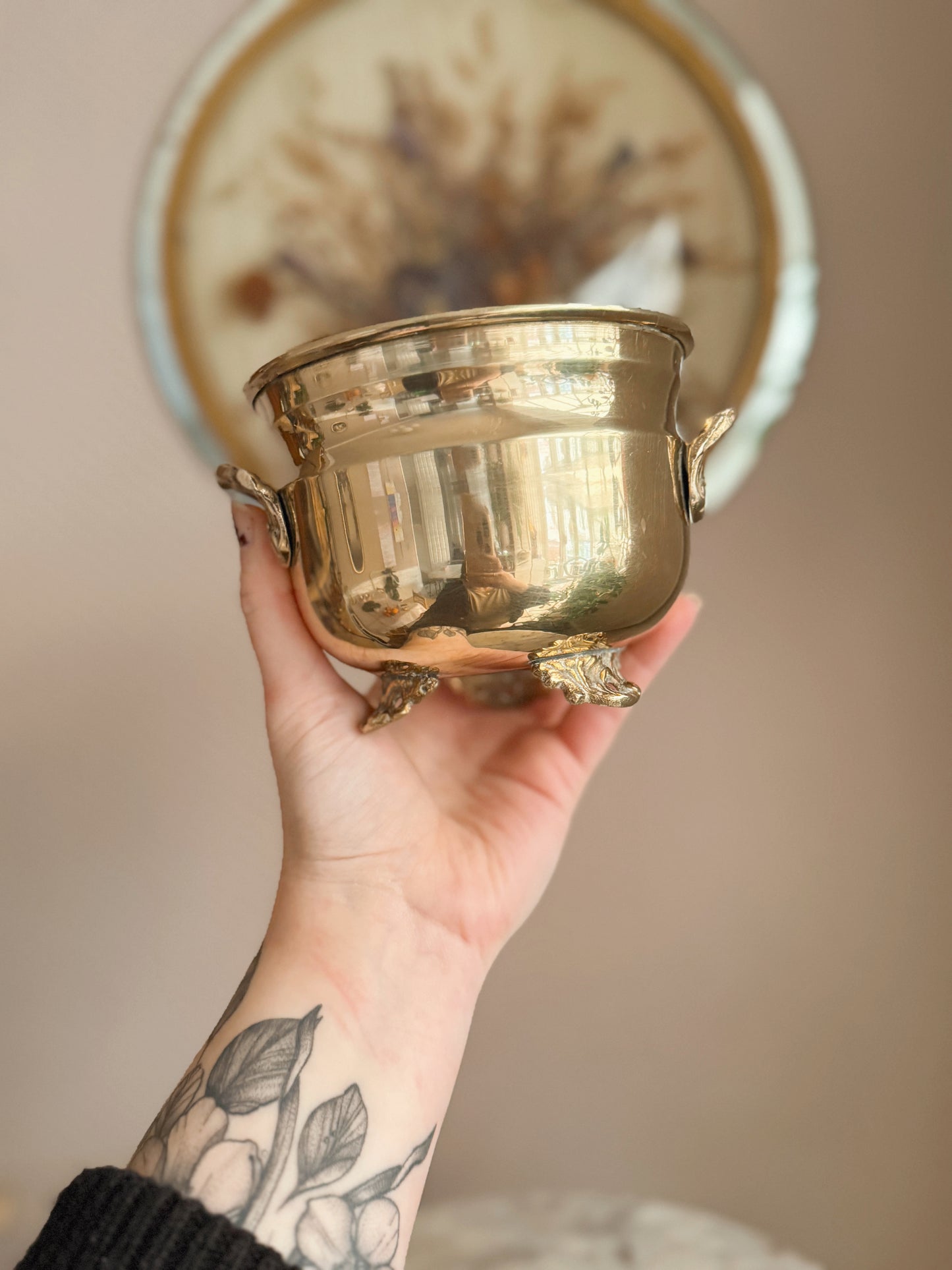 Vintage Small Brass Cauldron