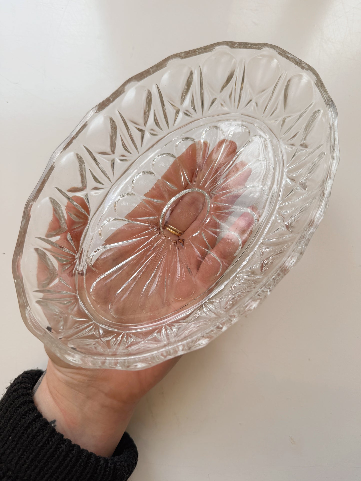 Vintage Daisy Glass Trinket Bowl