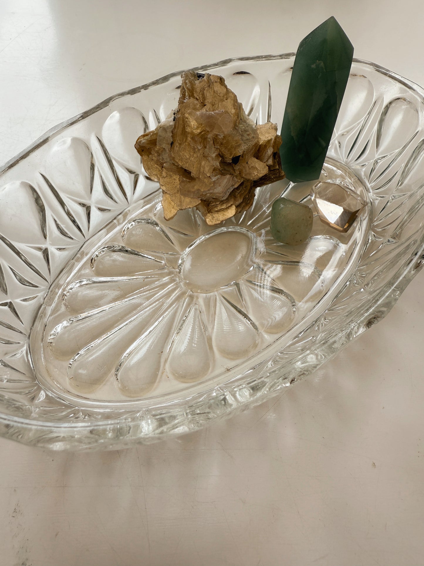 Vintage Daisy Glass Trinket Bowl