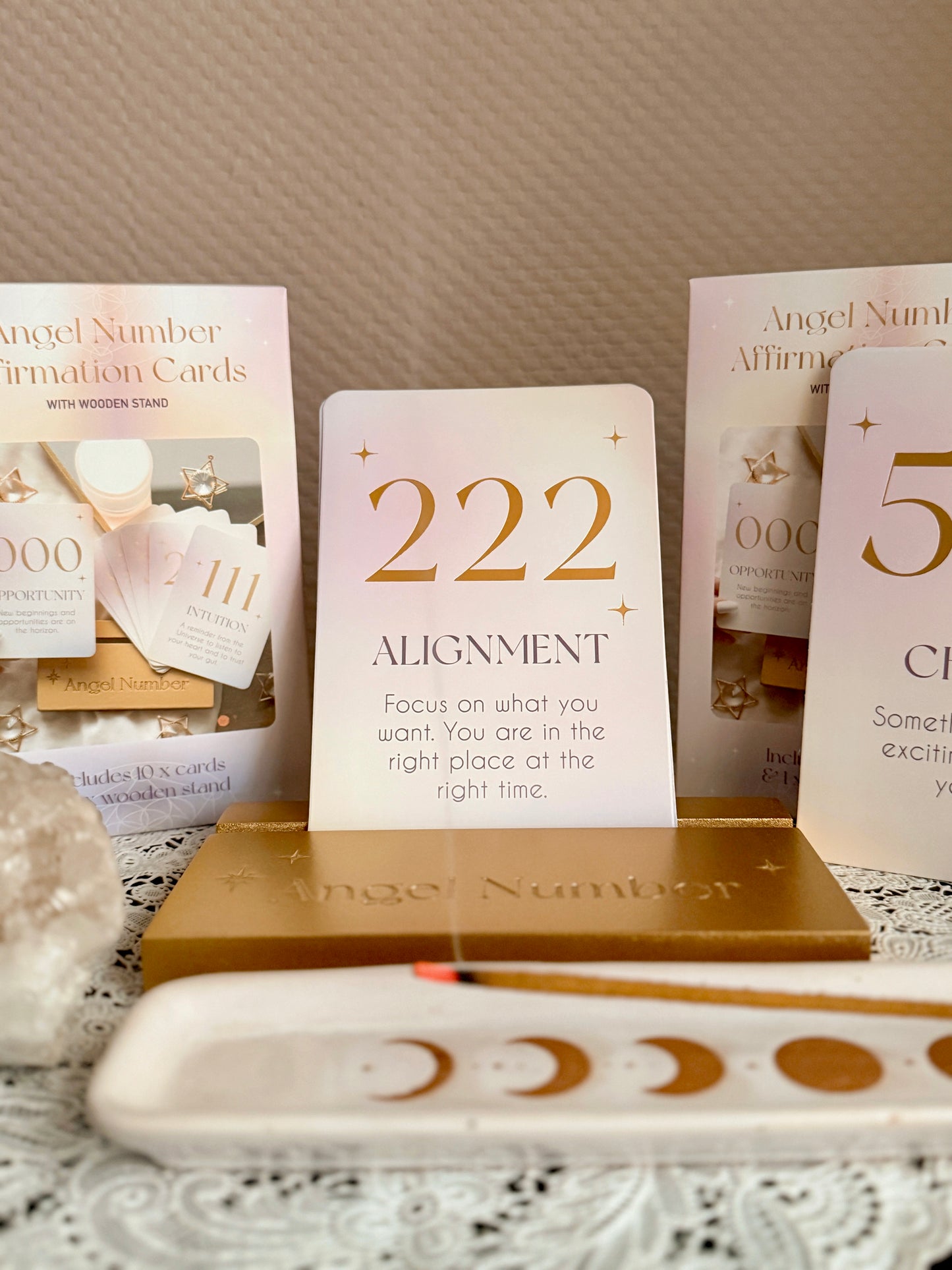 Angel Number Affirmation Cards + Stand