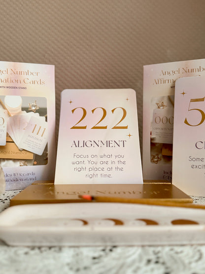 Angel Number Affirmation Cards + Stand