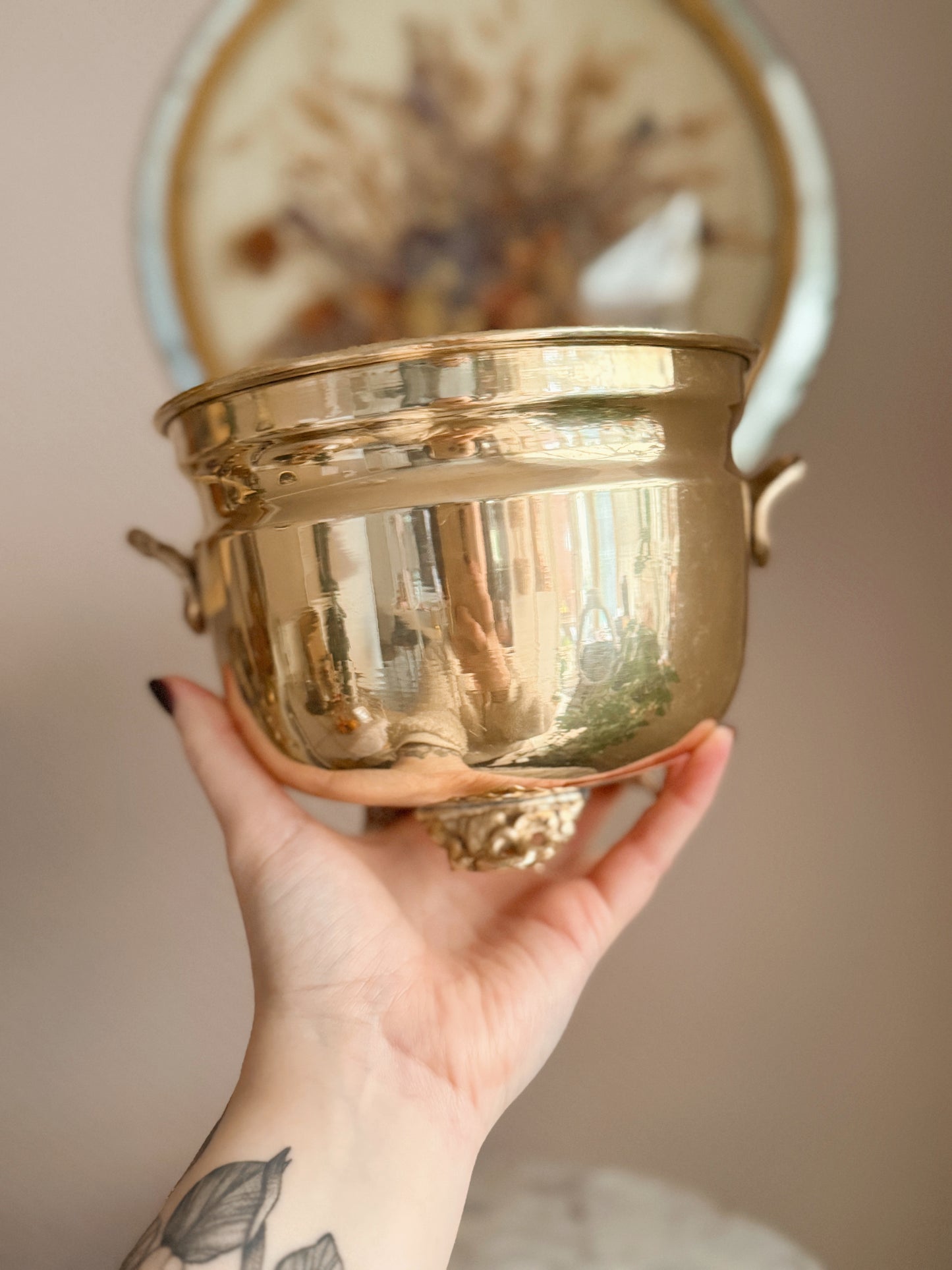 Vintage Large Brass Cauldron