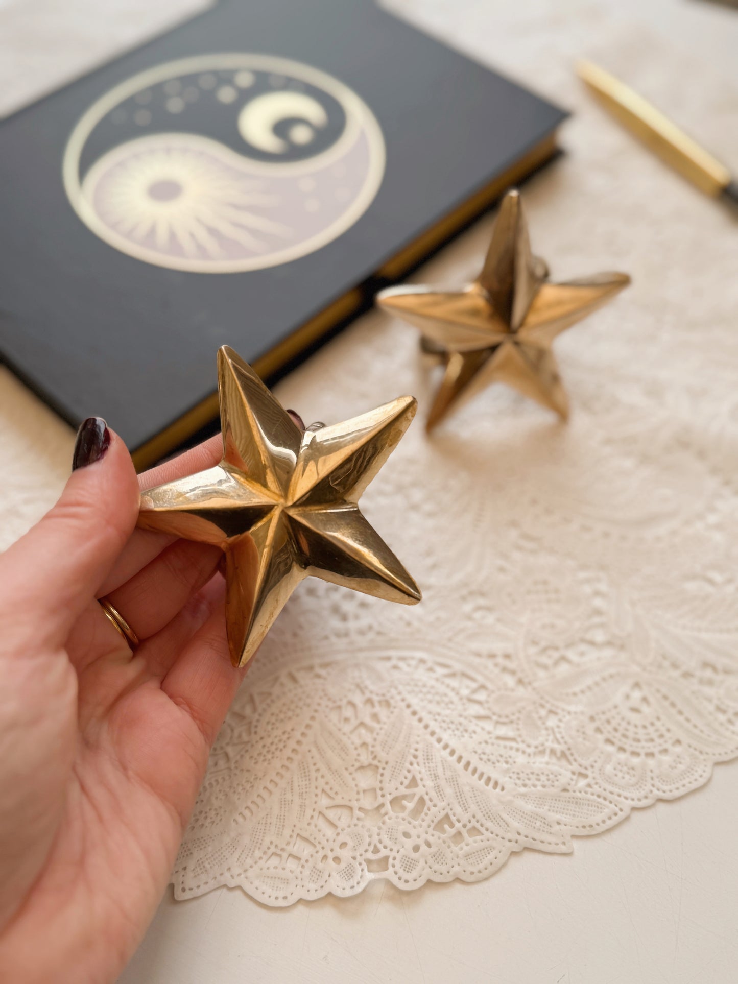 Vintage Pair of Brass Star Napkin Rings