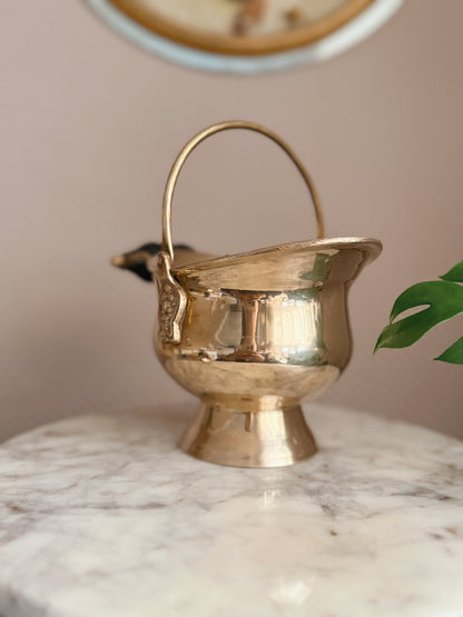 Vintage Brass Cauldron Pot