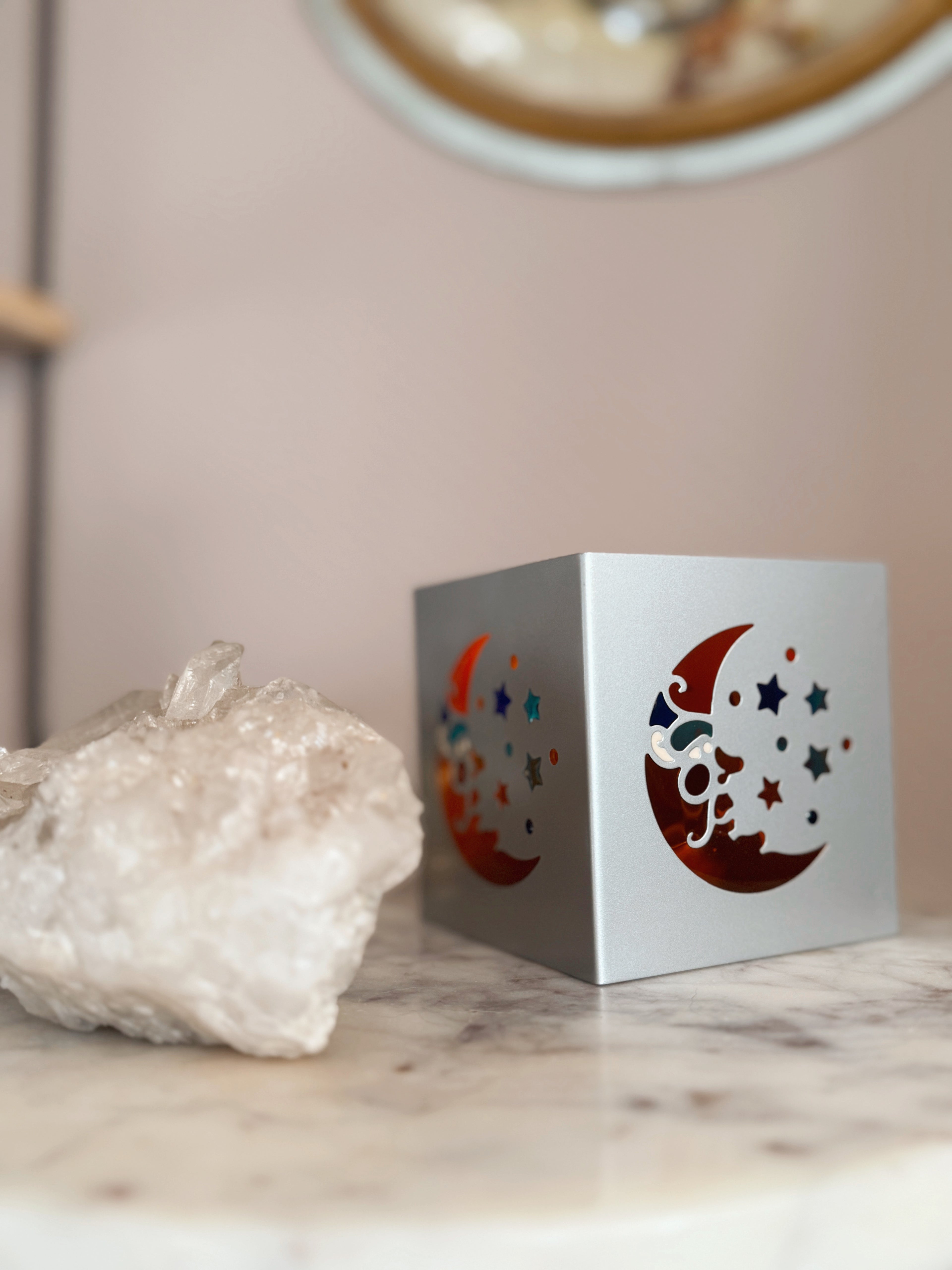 Vintage 90s Whimsigoth Metal Moon Tealight Holder