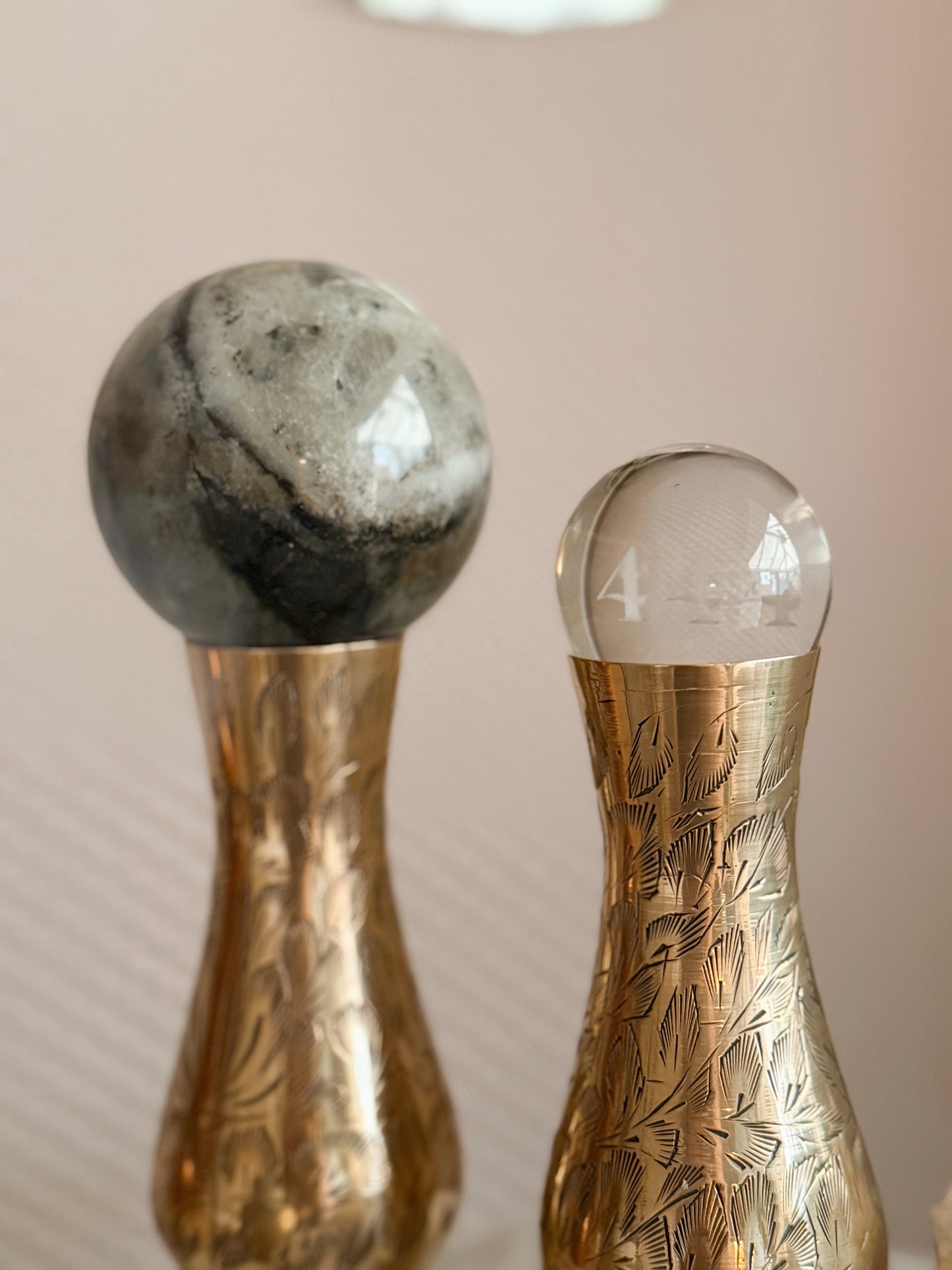 Vintage Brass Pair of Small Vases