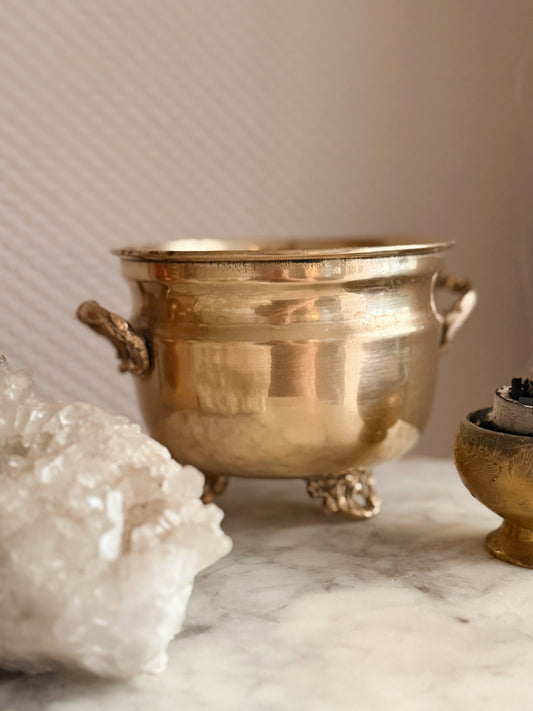 Vintage Small Brass Cauldron