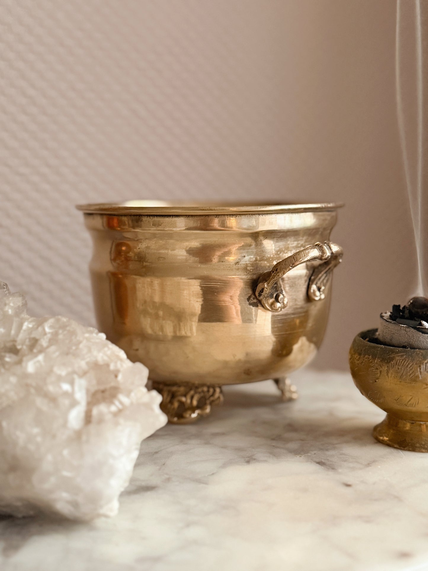 Vintage Small Brass Cauldron