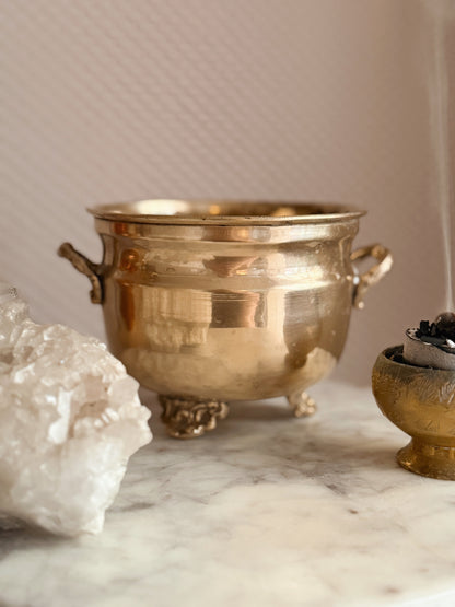 Vintage Small Brass Cauldron