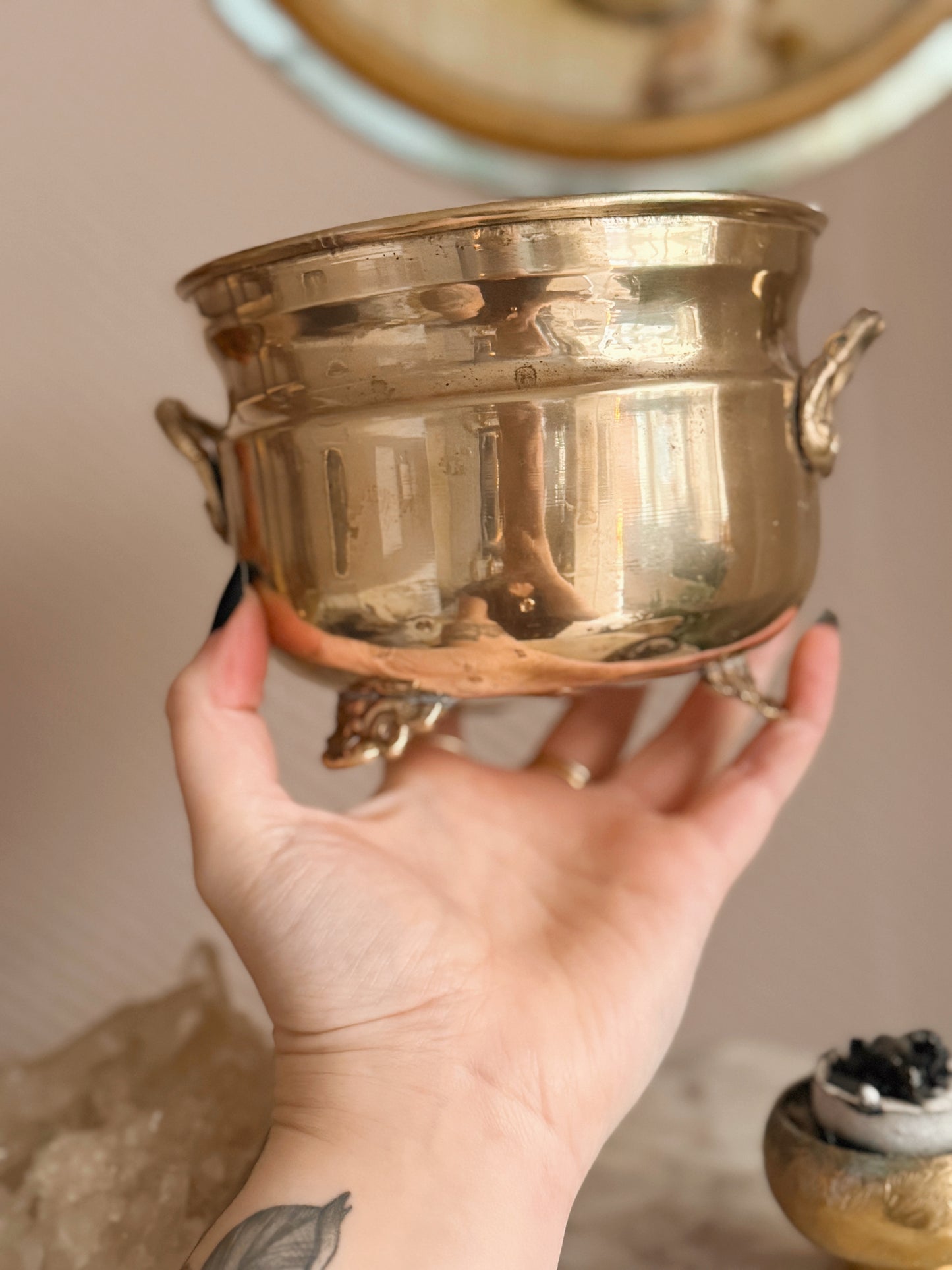 Vintage Medium Brass Cauldron