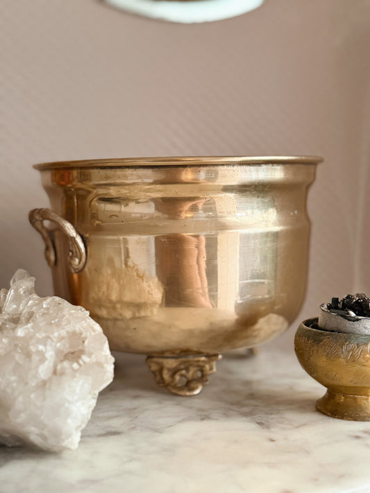 Vintage Large Brass Cauldron