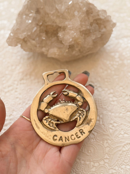 Vintage Brass Cancer Medallion