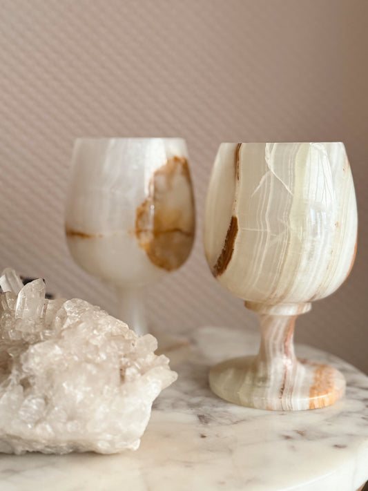 Vintage Onyx Pair of Goblets