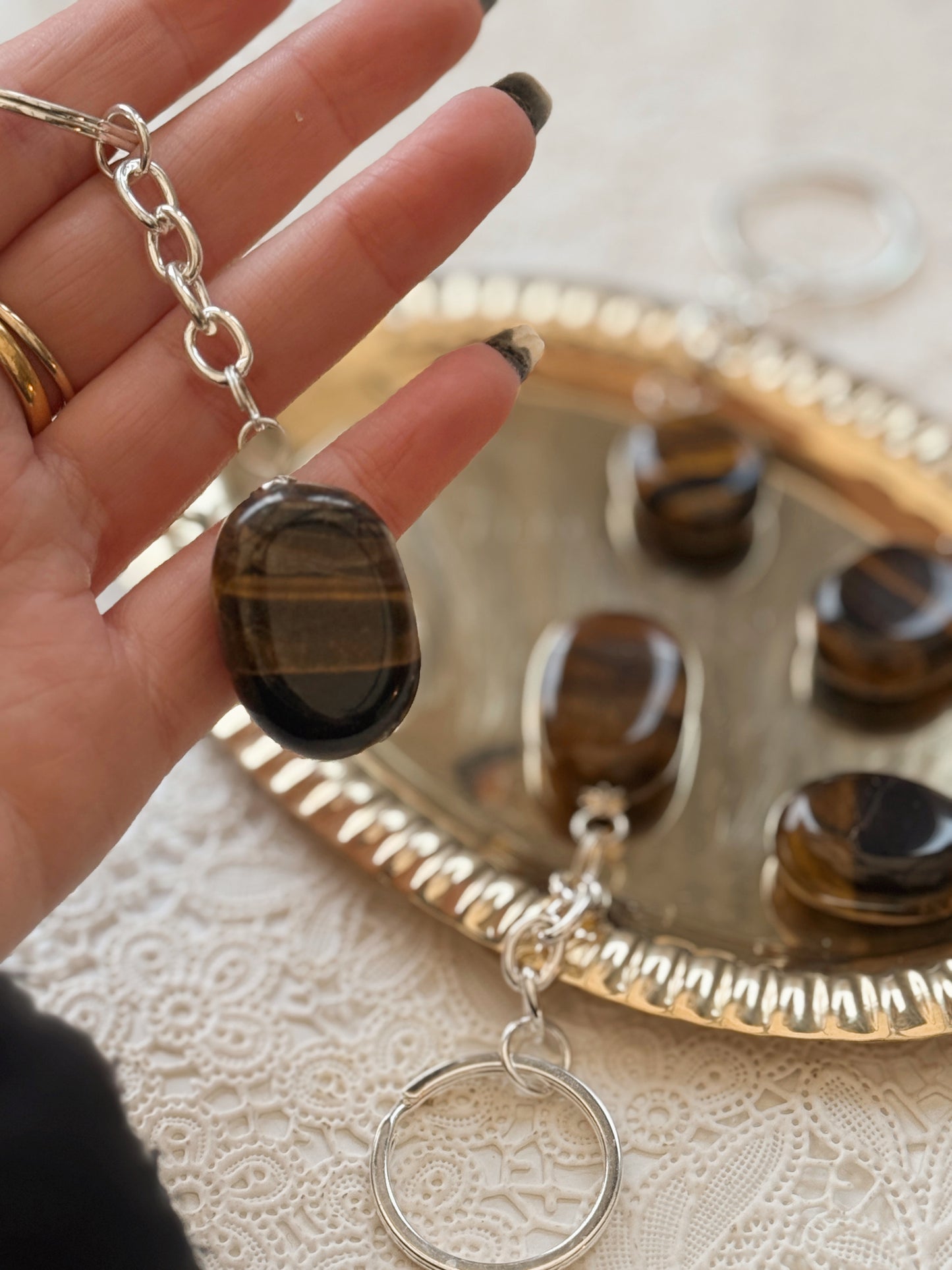 Tigers Eye Crystal Keyring