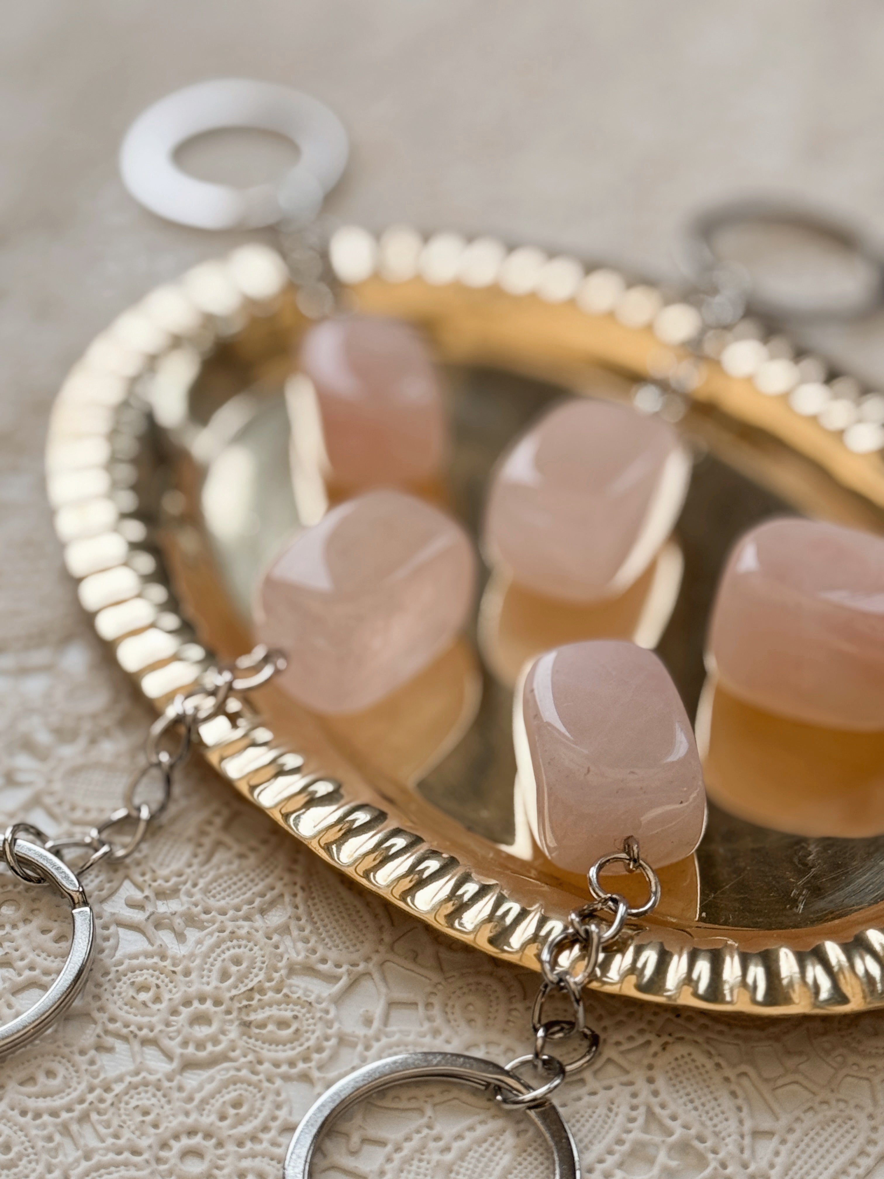 Rose Quartz Crystal Keyring