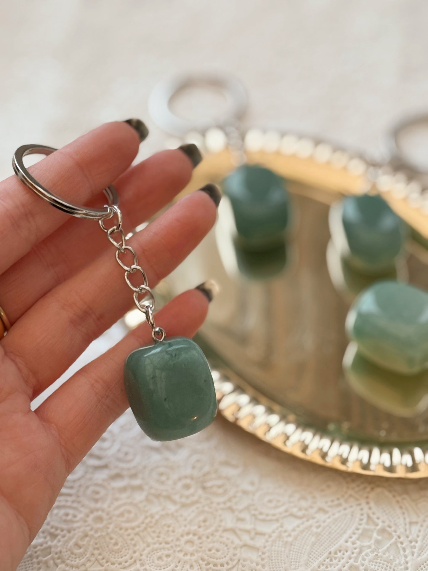 Green Aventurine Crystal Keyring