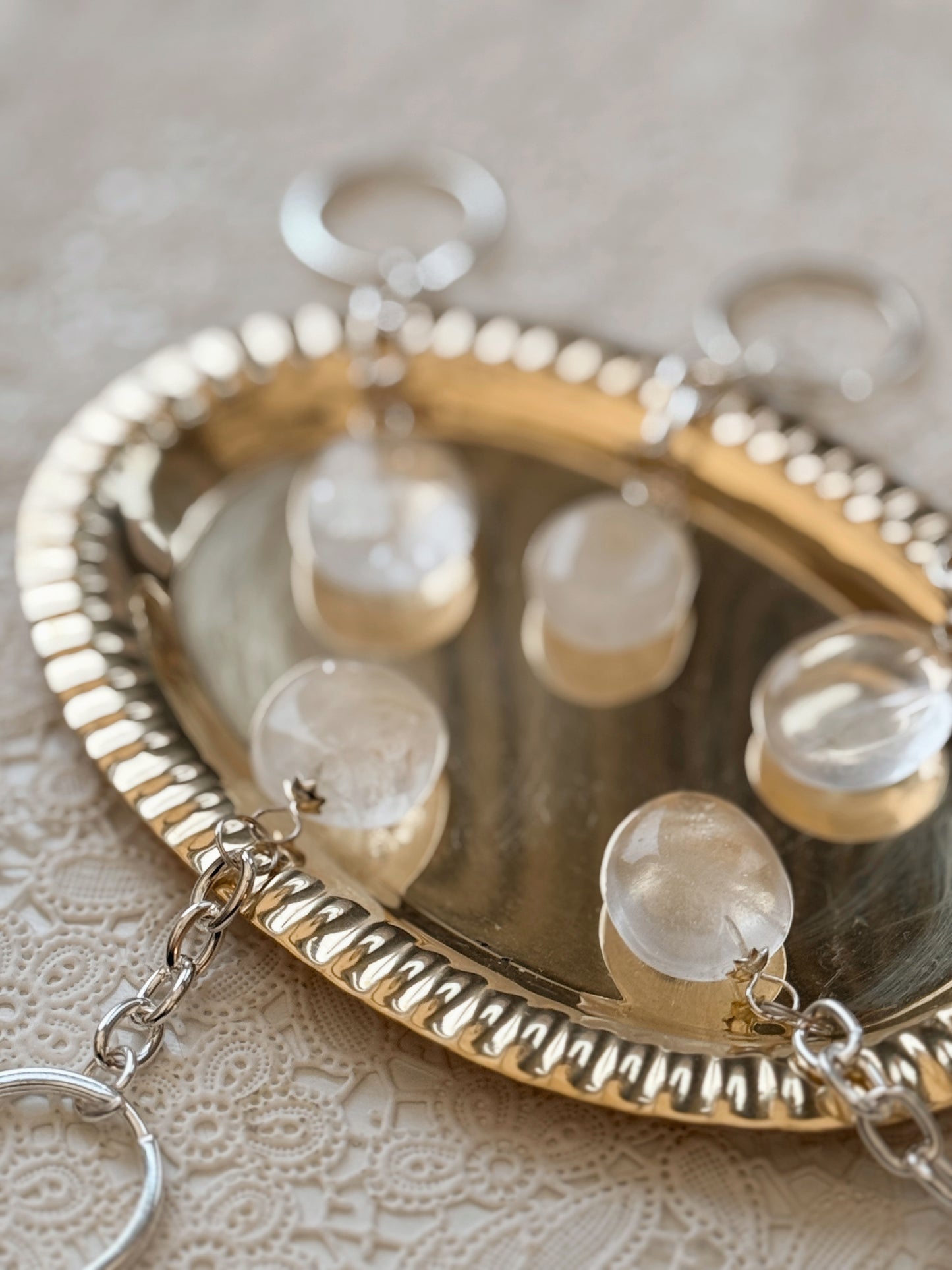 Clear Quartz Crystal Keyring