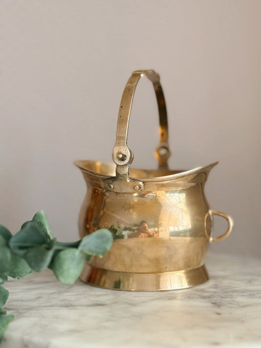 Vintage Brass Cauldron Pot