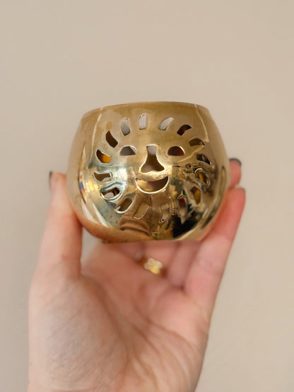 Vintage Sun Brass Tealight Holder