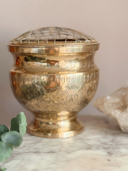 Vintage Extra Large Brass Incense Pot