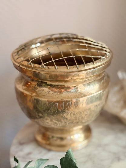 Vintage Extra Large Brass Incense Pot