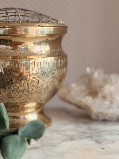 Vintage Extra Large Brass Incense Pot