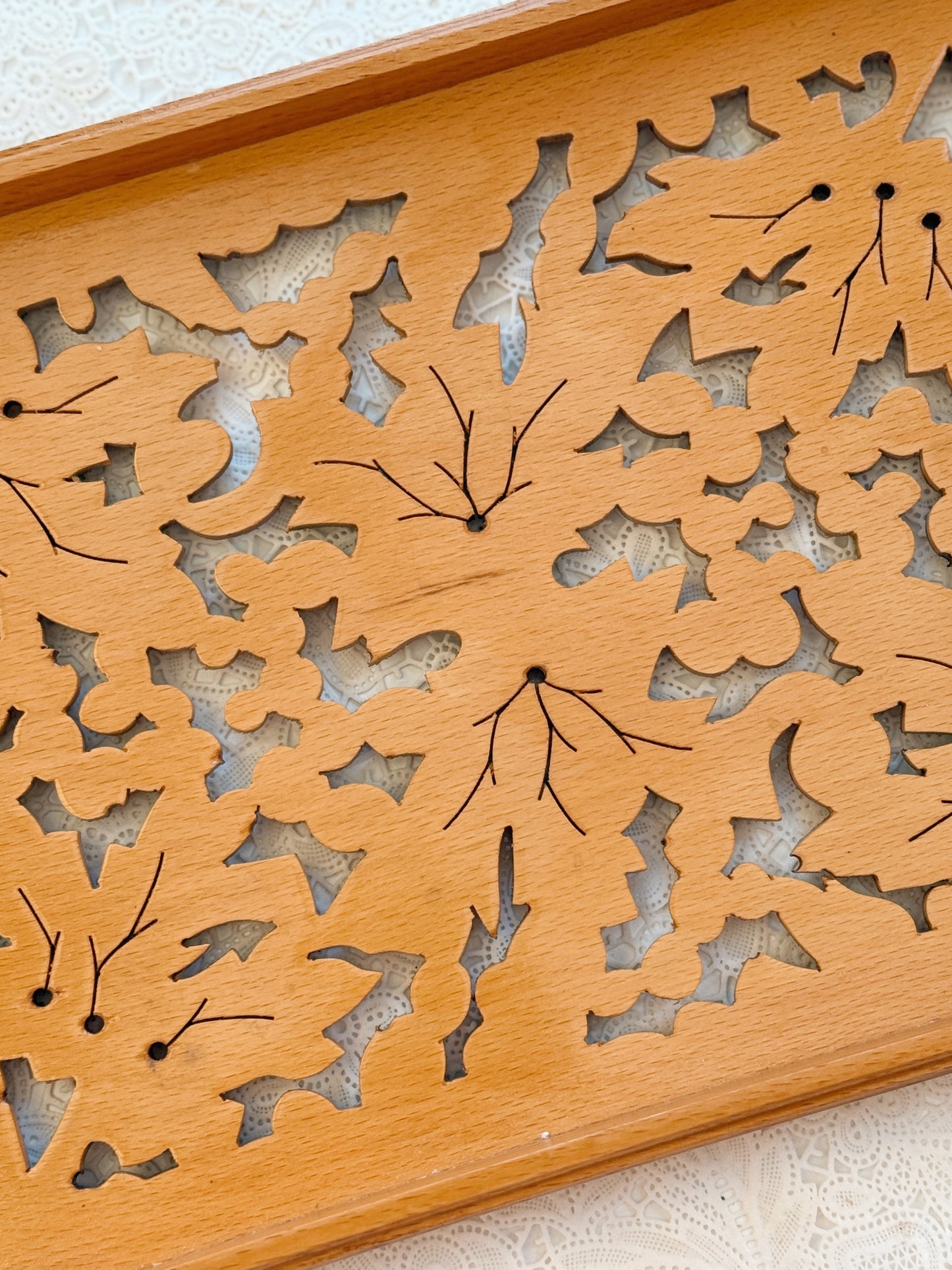 Vintage Carved Wood Tray (UK ONLY)