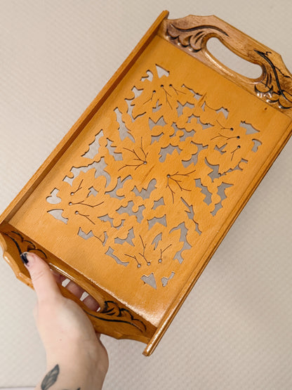 Vintage Carved Wood Tray (UK ONLY)