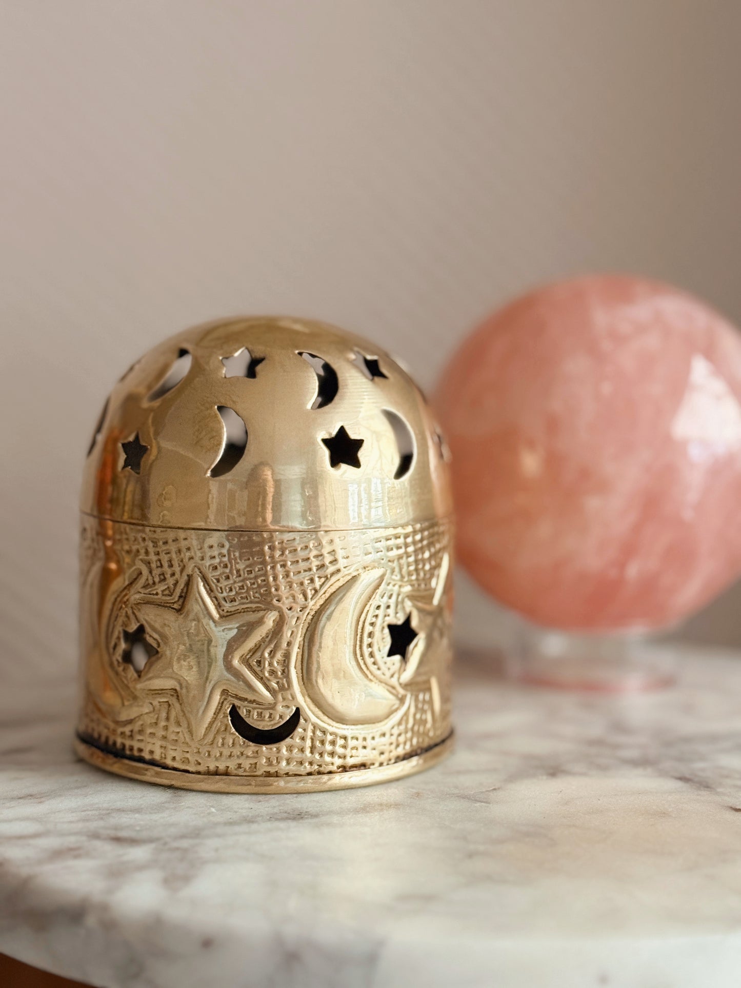 Vintage Brass Celestial Trinket Pot